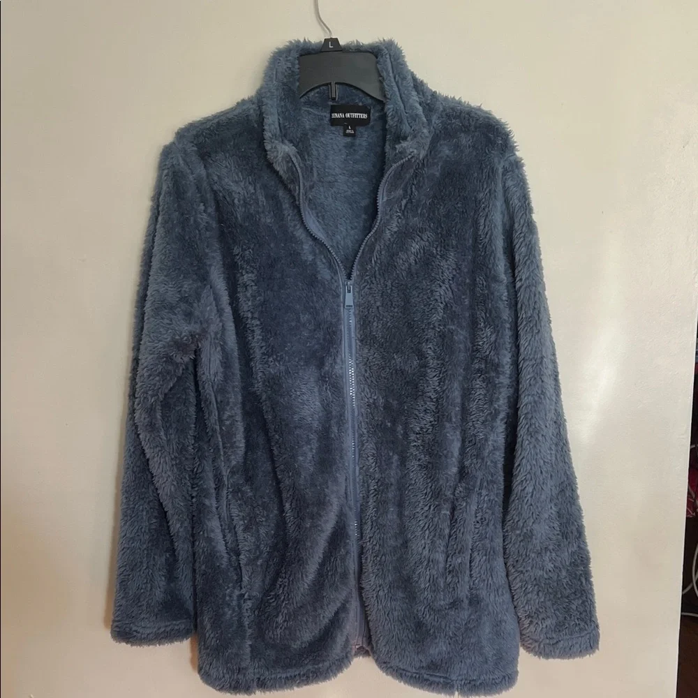 Zenana Outfitters Plush Blue Teddy Jacket - Picture 1 of 9